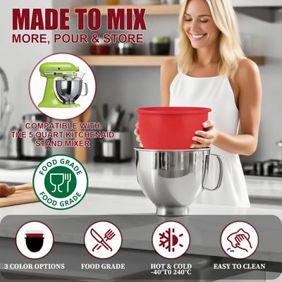 Silikon-Einsatz für 5-Quart-Kippkopf-Küchenmaschine Mixer-Zubehör Mixer-Schüssel-Aufsätze zum Backen und Kochen Ersatz-Mixerschüsseln