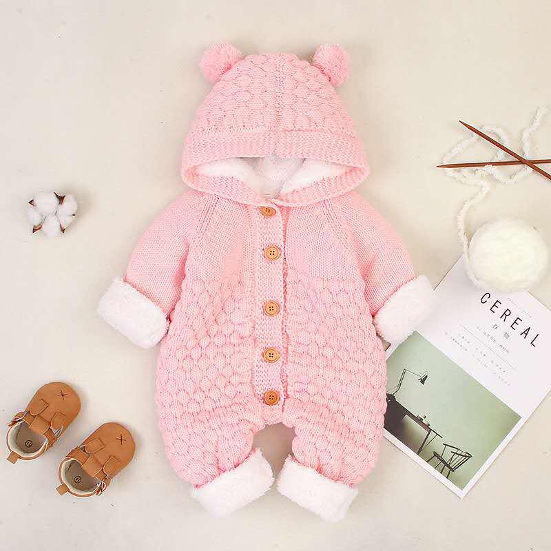 Newborn Knitted Wool Romper - Cute & Warm Baby Sweater for Boys & Girls (Autumn/Spring)