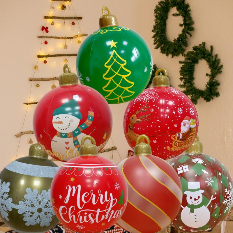 super 60cm Blow Up Christmas Ball PVC Inflatable Ornament for Outdoor Yard Porch Garden Holiday Party Decor