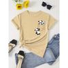 Panda printed round neck T-shirt, casual short sleeved women's clothing for spring and summer