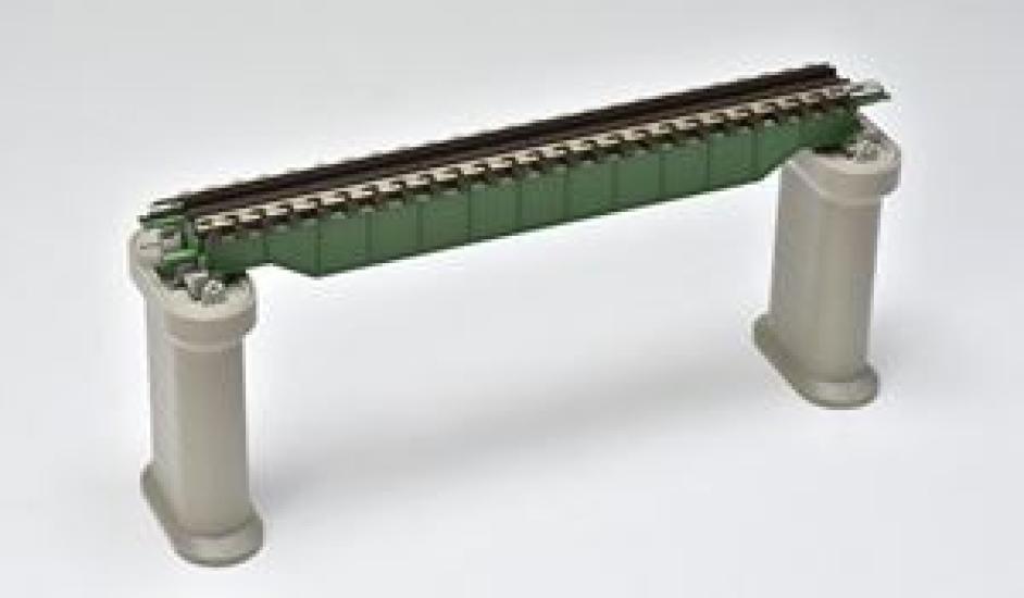 Upper deck girder bridge bridge 2 3256 N gauge model railway S140(F) (dark green) (PC piers, included) (rails)