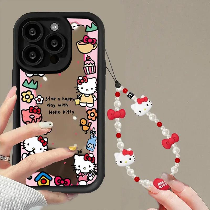 Mirror Makeup Hello Kitty Bracelet Phone Case For Xiaomi MI 15T POCO X8 Pro Max Ultra F7 M7 X7 X5 F5 X6 PRO M6 C40 5G Cute Cover
