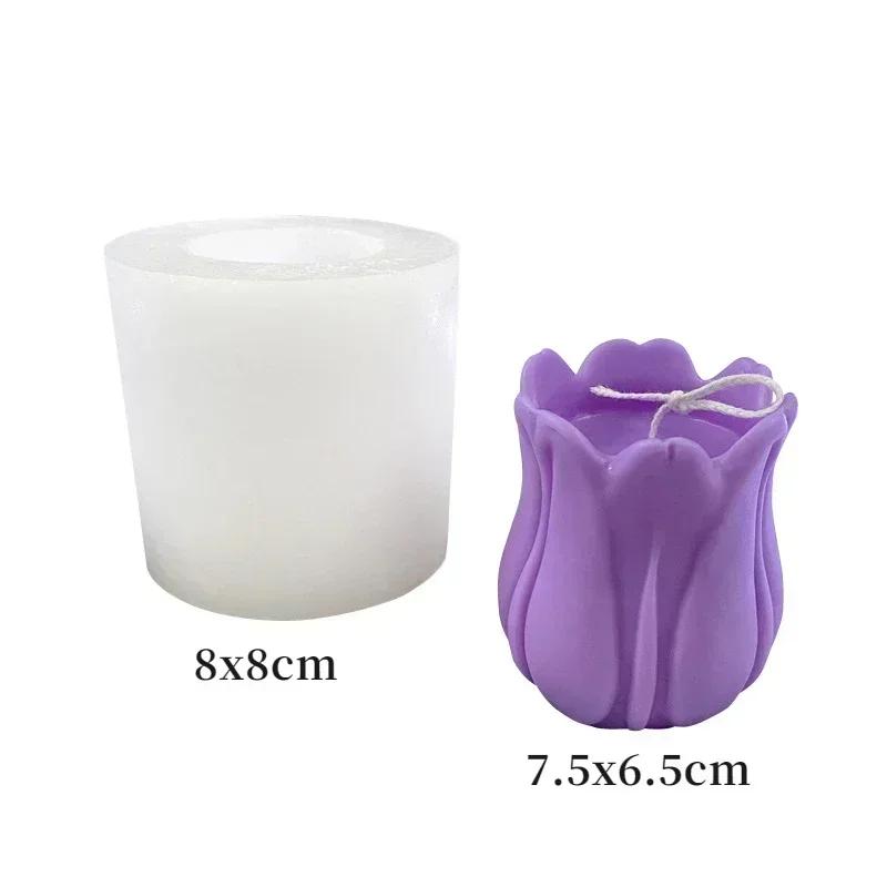 Flower Handmade Creative Molds 3D Three-Dimensional Tulip Flower Aromatherapy Candle Silicone Mold Plaster Craft Soap Molds