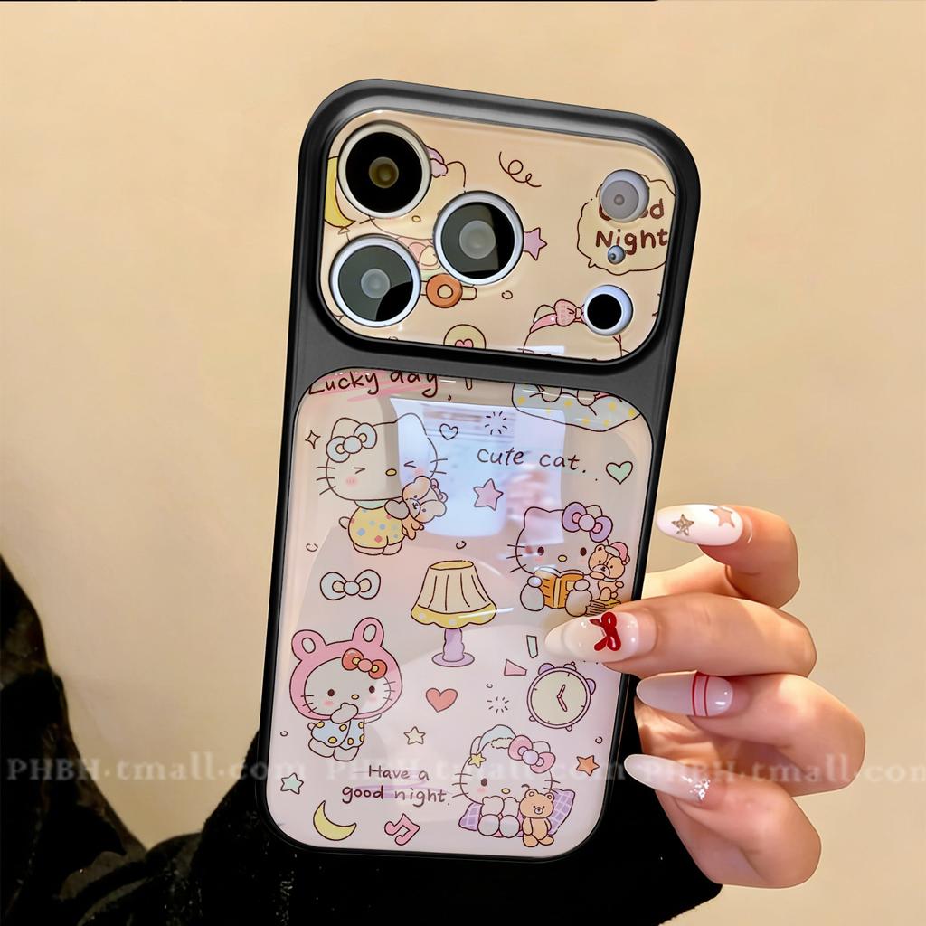 Cartoon Hello Kitty Apple 17 mobile phone case iPhone16promax blue light acrylic second change 17 sets of large windows