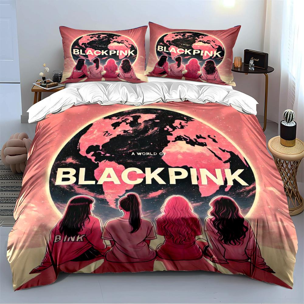 Blackpink Themed Pink Bedding Set Bedding set (1 duvet cover, 2 pillowcases, duvet not included)