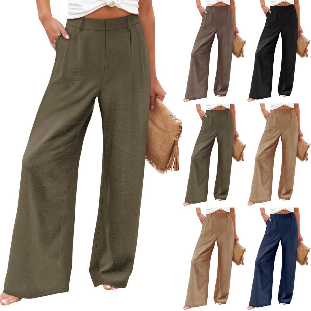 Women’s High Waist Wide Leg Pants Loose Fit Trousers with Pockets Relaxed Fit Straight Leg Design for Daily Wear