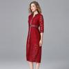 Vestido Cheongsam Étnico de Talla Grande con Cuello en V y Cintura Elástica - Estilo Retro Bohemio para Primavera y Otoño