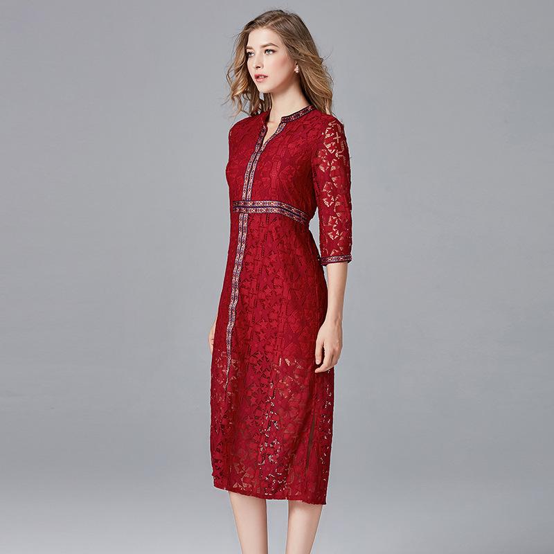 Vestido Cheongsam Étnico de Talla Grande con Cuello en V y Cintura Elástica - Estilo Retro Bohemio para Primavera y Otoño