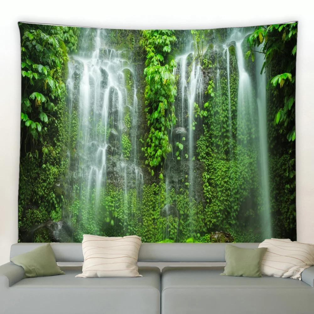 Jungle Waterfall Tapiserie peisaj natural Tapiserie pentru dormitor Sufragerie Tapiserie pentru decorarea peretelui casei