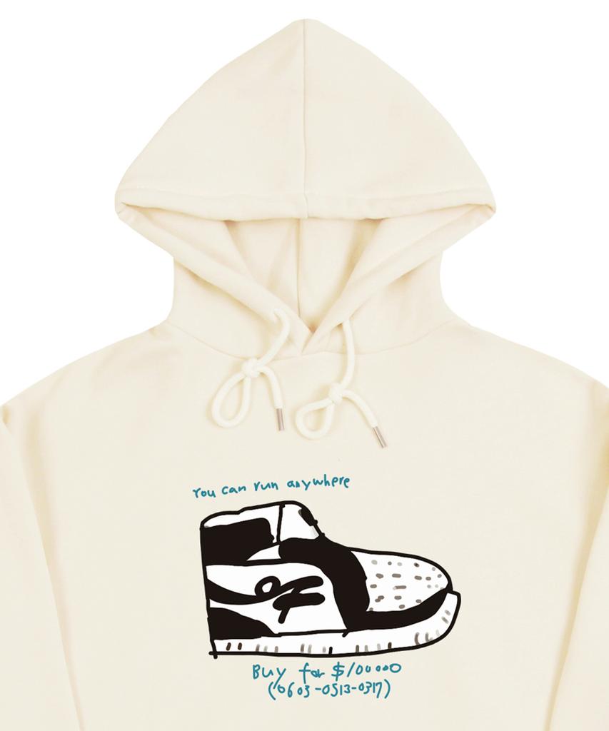 [Unisex] Of Shoes Center Hoodie_Cream/Black Logo