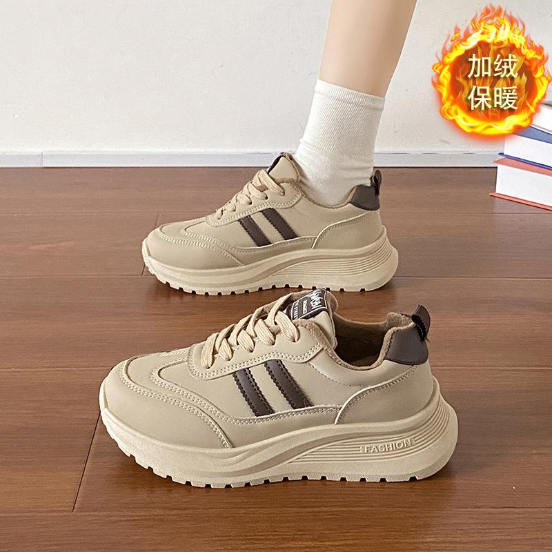 Autumn and Winter New Women's Velvet Forrest Gump Shoes Student Fashion Versatile Warm Sports Casual Shoes Popular German Training Shoes