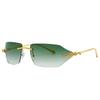Brand Designer Luxury Rimless Curved Rectangle Sunglasses Women For Men Vintage Punk Sun Glasses Popular Gold Leopard Shades
