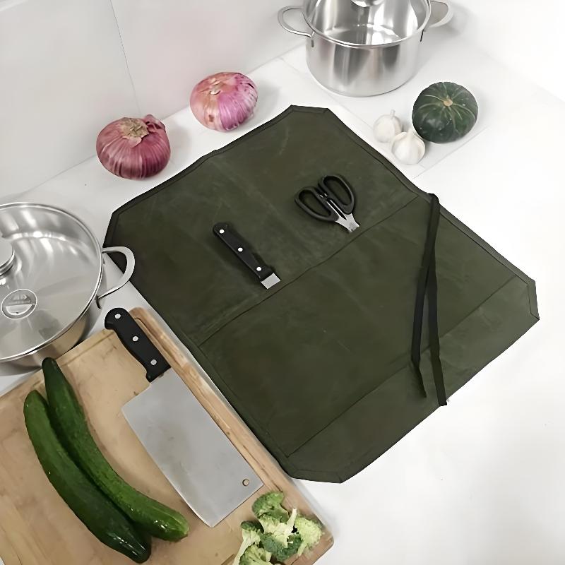 Canvas Knife Roll Bag Portable Lightweight Chef Knife Storage Carrier 1Pcs Suitable for Home Kitchen Camping Trip