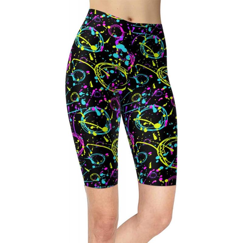 

Women s Art Splash Print Cycling Shorts - Butter Soft Workout Leggings Extra Large