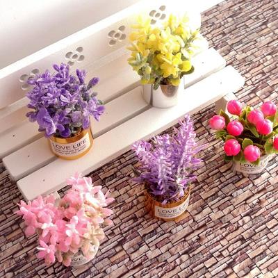 1:12 Mini Potted Plant Flowers Pot Doll House Miniature Flowers Fairy Garden Ornament DollHouse Decor Bonsai Kids Play Toy