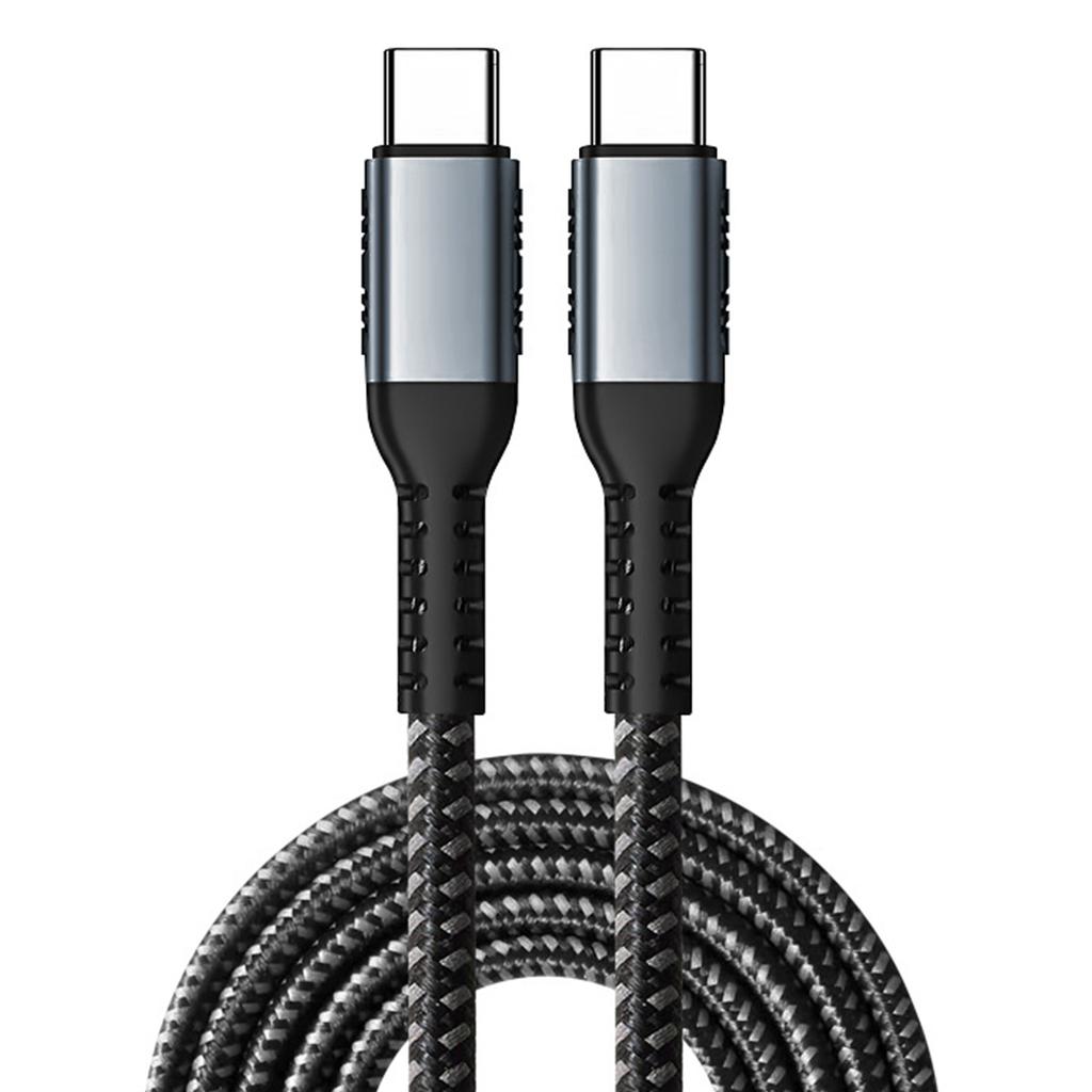 Portable 100W Nylon Braided USB C Cable Double Male End Type C Data Cord for Various Use in Office Home or Travel