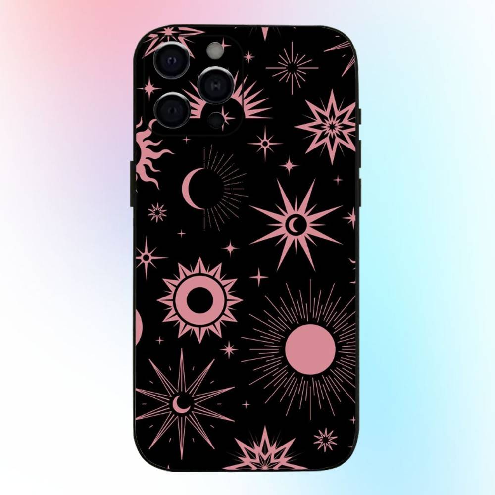 

Colorful Star Pattern Phone Case For iPhone17,16,15,14,13,12,11 Plus,Pro Max Soft Black Cover iPhone14Plus