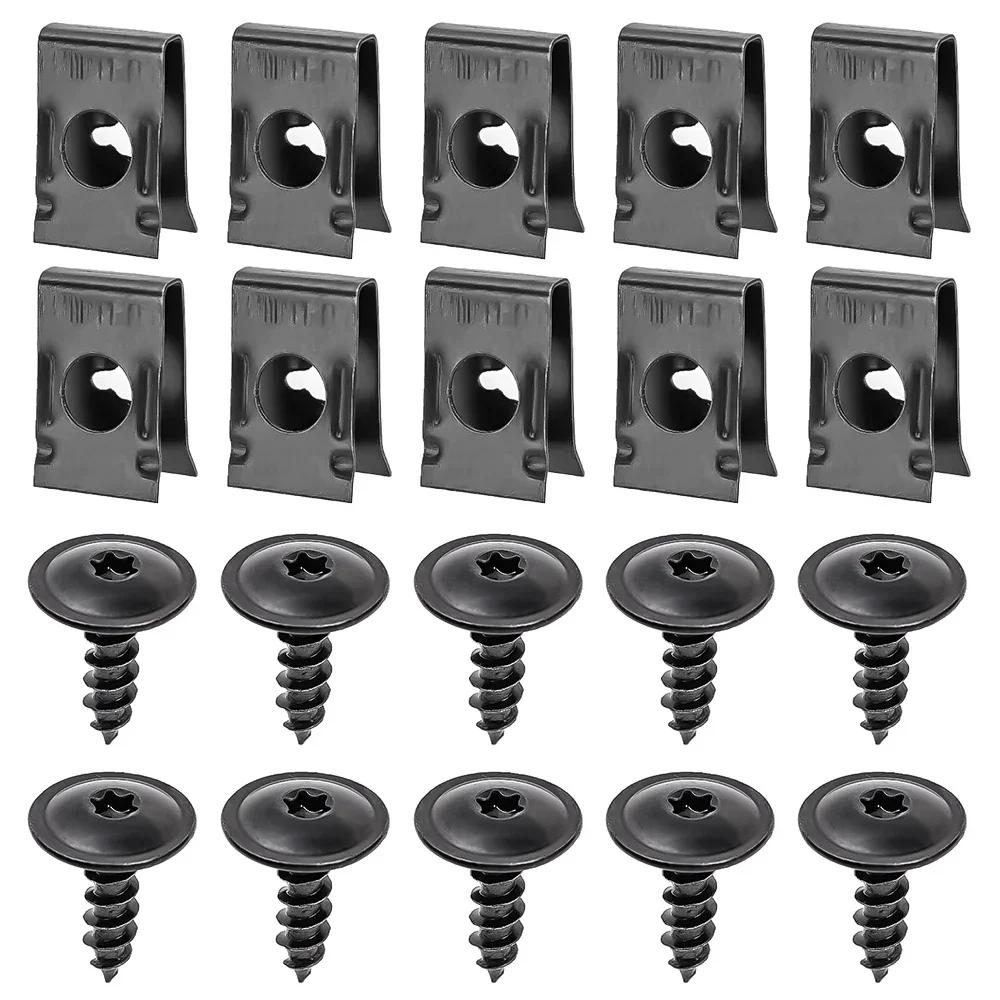 

For BMW Car Self-tapping Screw Fasteners Auto Decoration Fixing Shim Set U-shaped Clip Fixing Washers Self-tapping Screws Kit x1 set (20pcs)