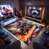 1PC Custom Name Spirit Fire Theme Floor Mat Ideal for Living Room, Game Rooms, Office, Bedroom,Floor Mat Playful Design