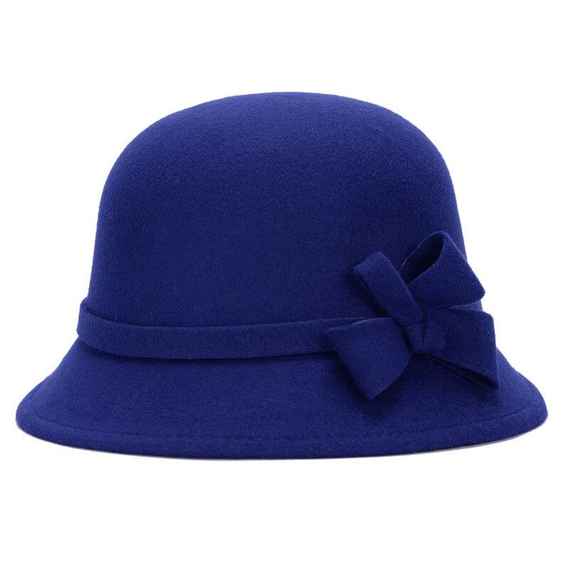 ZHENYUEQI Women's Retro Winter Wool Blend Bucket Hat