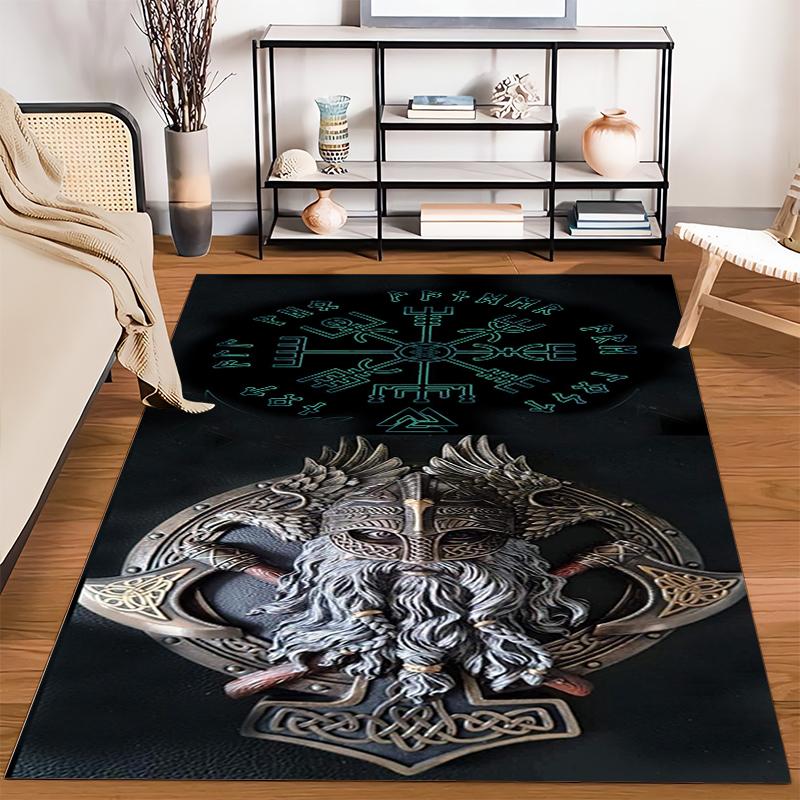 Norse Mythology Viking Design Rug Non-slip Rug Suitable for Living Room and Bedroom Sofas