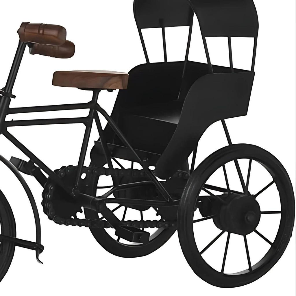 Rikscha Ausstellungsstück | Vintage Fahrradwagen Modell für Heimdekoration | Handgefertigte Metallrikscha Geschenkartikel | Antikes Miniatur-Kunstwerk für Wohnzimmer