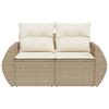2-Sitzer Gartensofa mit Kissen Beige Poly-Rattan