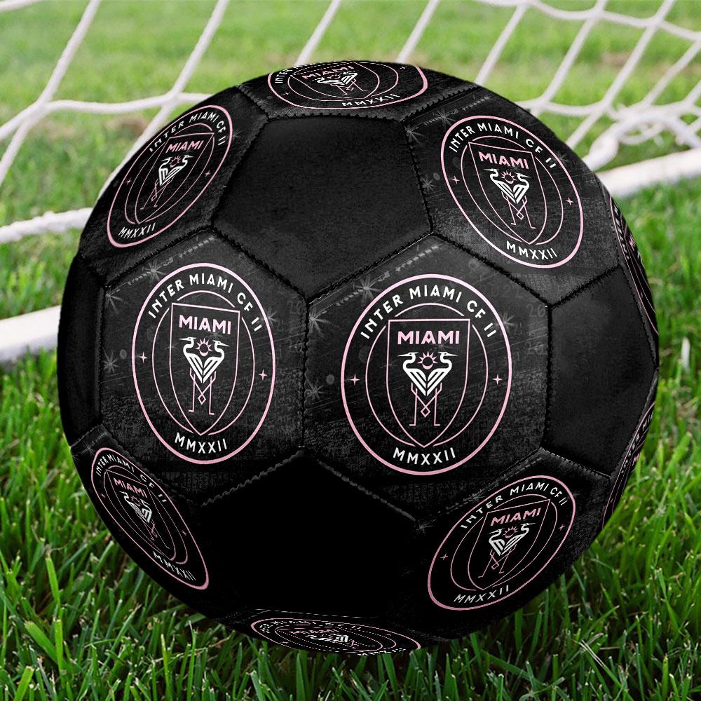 Inter Miami CF Size 5 Soccer Ball, Machine-Stitched PVC, Durable & High Bounce, All Ages Fit, fan merchandise, matches & outdoor use.