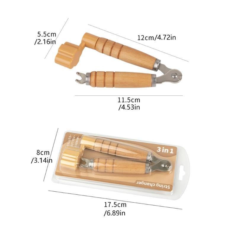 Strumento portatile per il cambio corde con avvolgicorda di precisione e impugnatura ergonomica, presente per gli appassionati di manutenzione della chitarra
