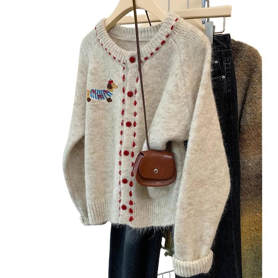 Soft and Thick Round Neck Wool Sweater Coat Women Autumn New Design Loose Knit Cardigan Top