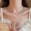 Womens Baroque Freshwater Pearl Crystal Beaded Clavicle Necklace