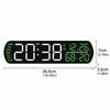 Black Shell Green Digital Alarm Clock 26.5x3.5x7cm Table Clock Compact LED Desk Clock  For Bedroom