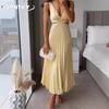 JPNTKYWomen's Fashion Summer Spring Solid Color Print Sleeveless V-Neck Casual Dresses