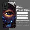 Retro Devil Eye Mysterious Totem Tempered Glass Phone Case for Samsung Galaxy A56 A55 A54 A53 A52 A36 A14 A15 5G Anti-drop Cover