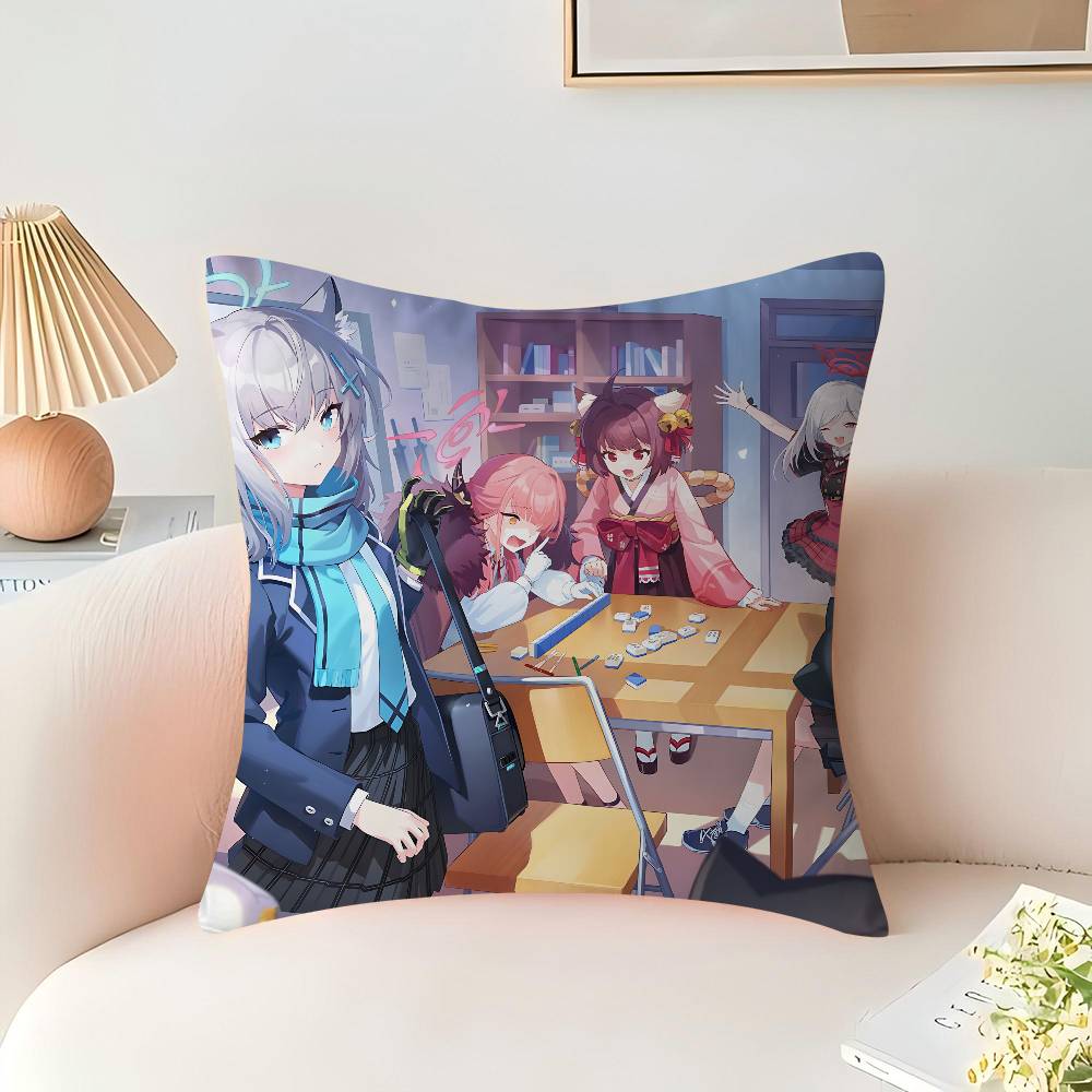 

Anime B-Blue Archive Cushion Cover Inches Farmhouse Decor Home Throw Pillow Covers for Couch Decorations 16x16Inch
