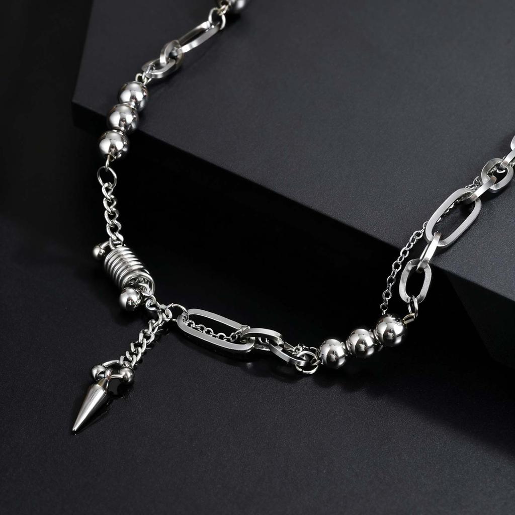 Hip-Hop Punk Rivet Pendant Necklace for Man, Stainless Steel Splicing Clavicle Chain Necklace, Fashion Jewelry Accessories