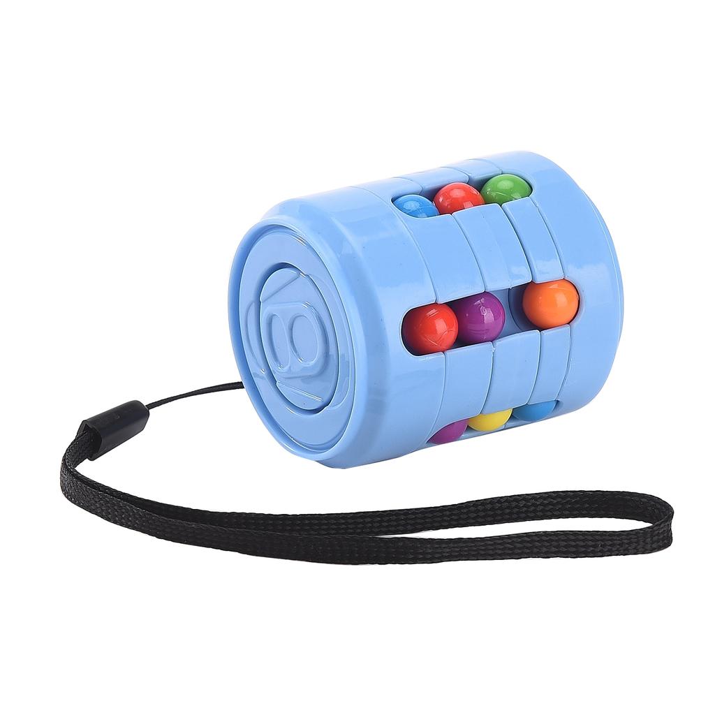 Rotating Bean Puzzle Toy Blue 6x6x7cm Compact Portable Fun Bean Puzzle Cube Fingertip Toy
