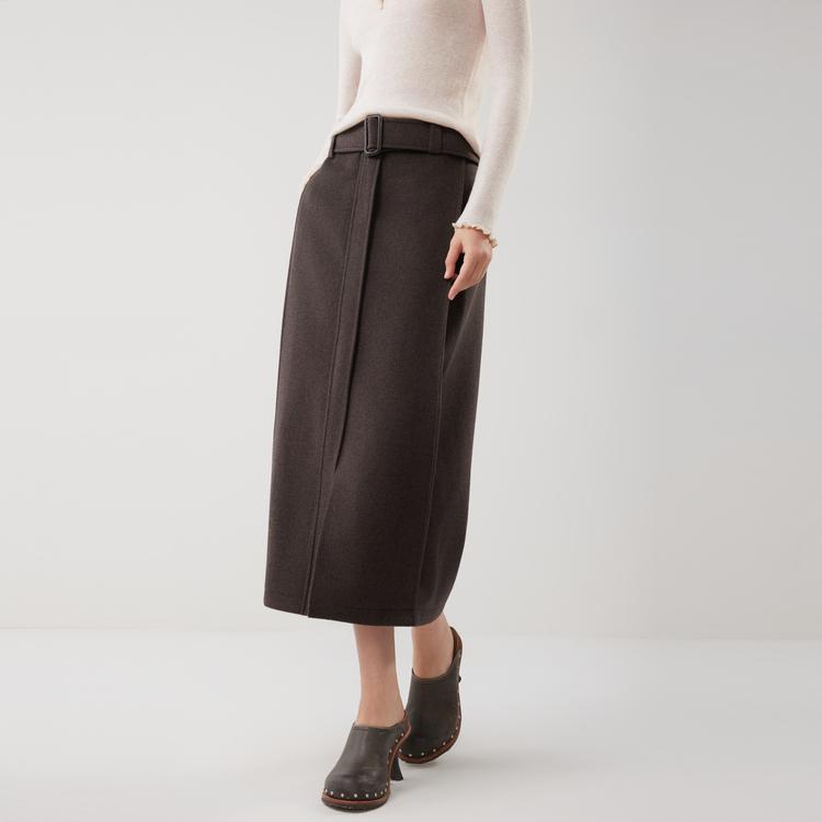 ELLE French Style Wool Versatile Straight Skirt Casual Long Skirt Women skirts L8WRL606