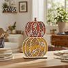 Autumn Theme Party Supplies 3Pcs Fall Wooden Pumpkin Tabletop Decor, Layered Cutout Maple Leaf Entryway Decorative Piece Figurine, Harvest
