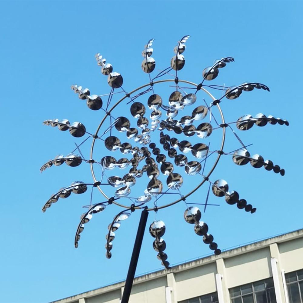 Magical Wind Powered Kinetic Windmill Metal Sculpture Spinner Garden Unique 98cm
