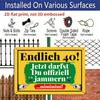 2D Flat, 1pc Vintage Endlich 40! Humor German 40th Birthday Aluminum Metal Sign, Funny Birthday Gift, Suitable for Home, Garden, Living Rooms, Dining