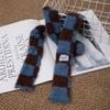 Black And White Striped Plush Scarf Women's Scarves Neck Warmer Girls Versatile Decoration Korean Thin And Narrow Long Tie Scarf