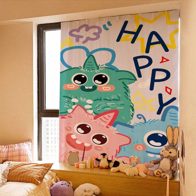 Cortina de Velcro Luxuosa 200cm Cortina Decorativa Autoadesiva Para Quartos