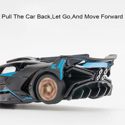 1:32 Scale La Voiture Noire Bolide Toy Model Car Metal Diecast Pull Back Music Light Miniature Models Collection Gifts Boys