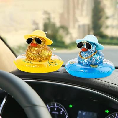Nový roztomilý plavecký kruh design žluté kachničky dekorace na palubní desku auta, ozdoby do auta, doplňky do interiéru auta, ozdoby do auta