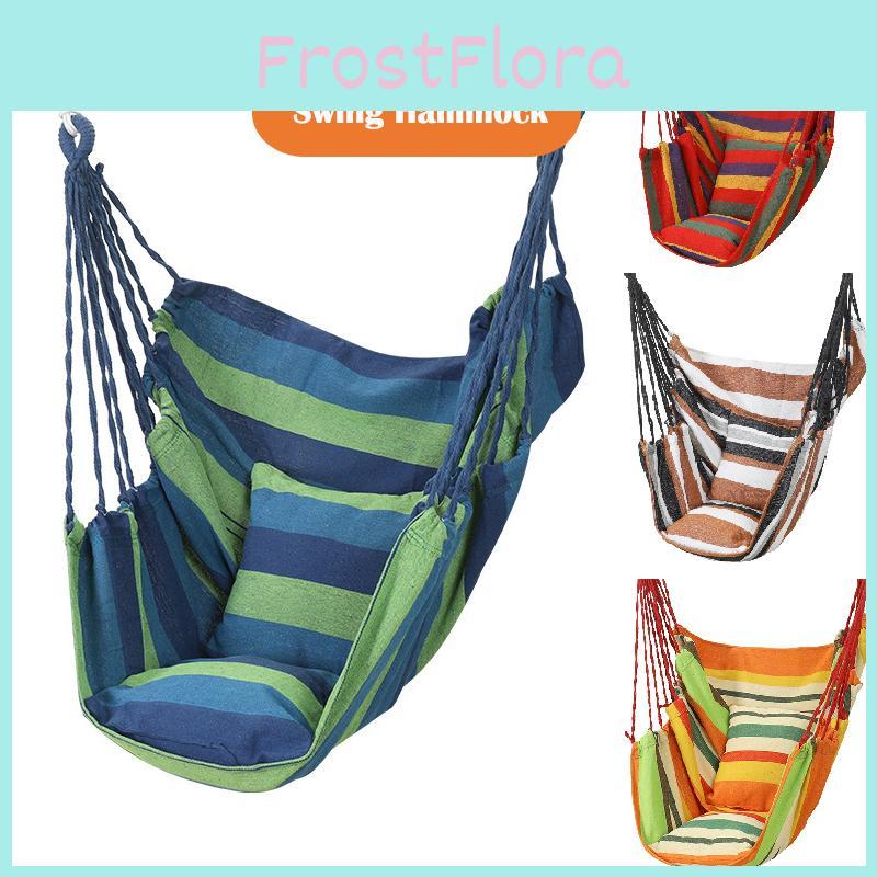 Comfortable Outdoor Hanging Rope Chair Swing Hammock With Strong Ropes And Soft Cushions For Patio And Camping Use
