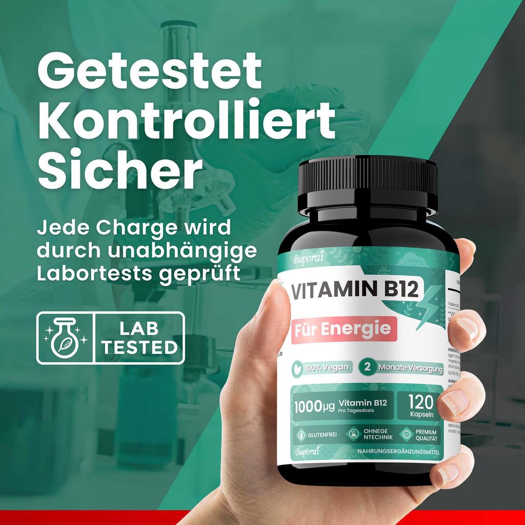 Vitamin B12 1000mcg Vegan, B12 Vitamin for Energy, Fatigue, Immune System, Vit B12 Gluten Free and GMO, Vitamin B12 Certified Pure Cyanocobalamin