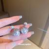 Double-Sided Silver Needle Pearl & Diamond Stud Earrings - Korean Cold Style for Women