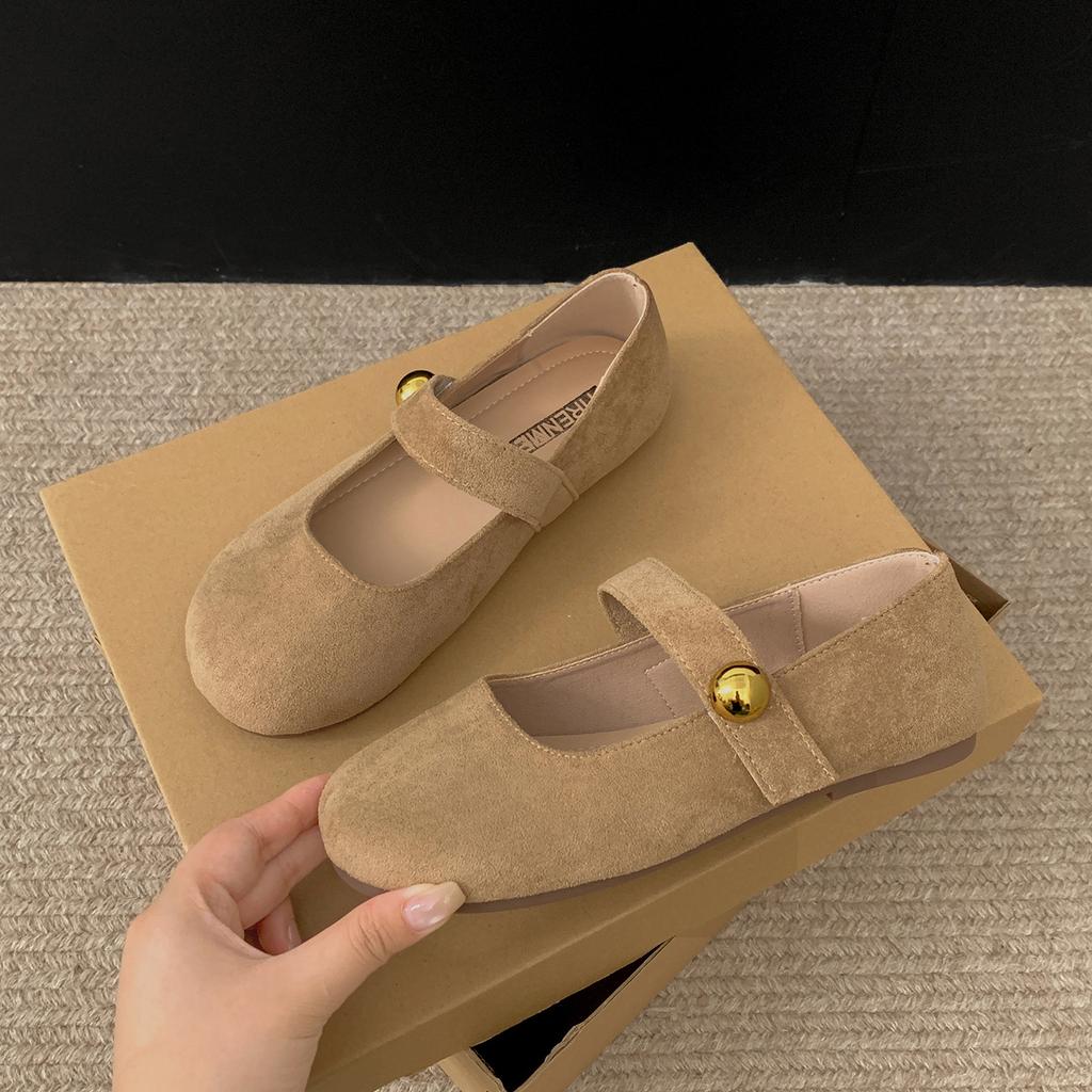 Queen Fan Retro French Flat Bottom Shoes Women's 2025 New Autumn Skirts Versatile Mary Jane Shoes