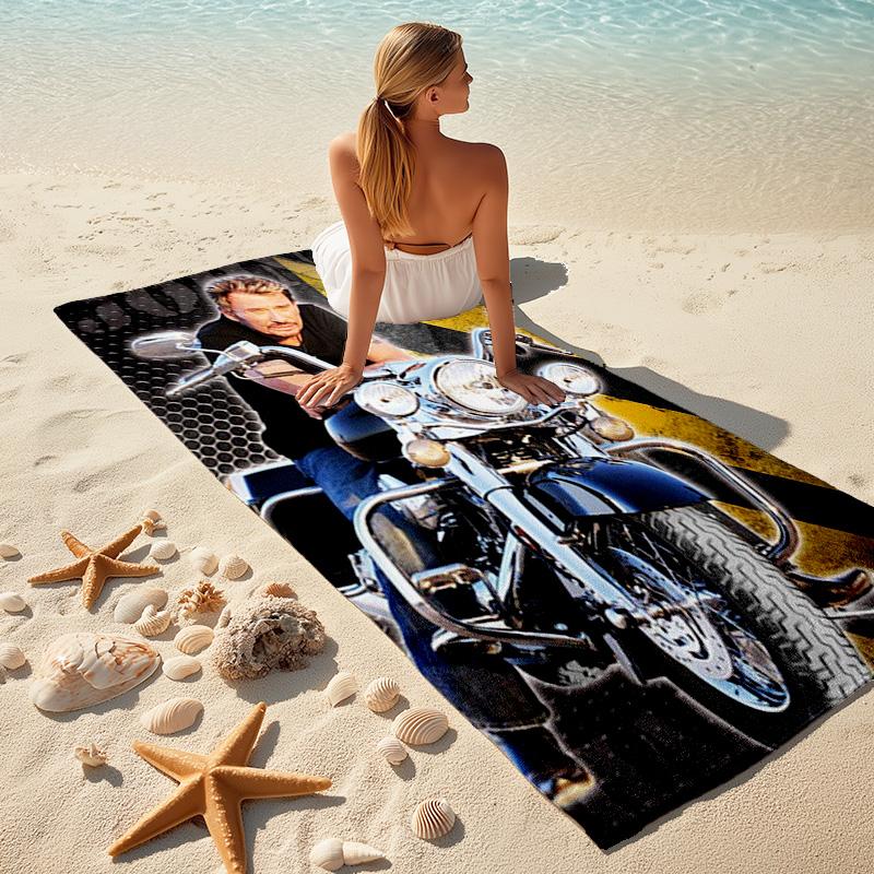 French legendary rock singer and actor Johnny Hallyday towel outdoor camping vacation swimming beach towel outdoor absorbent bath towel Y25
